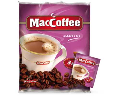 Кофе растворимый MACCOFFEE Амаретто, 3 в 1, 25 пакетиков по 18 г
