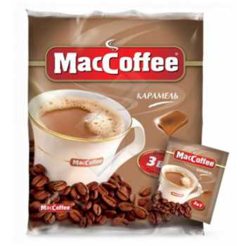 Кофе растворимый MACCOFFEE Карамель, 3 в 1, 25 пакетиков по 18 г