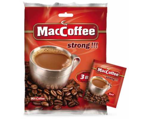 Кофе растворимый MACCOFFEE Strong, 3 в 1, 50 пакетиков по 16 г