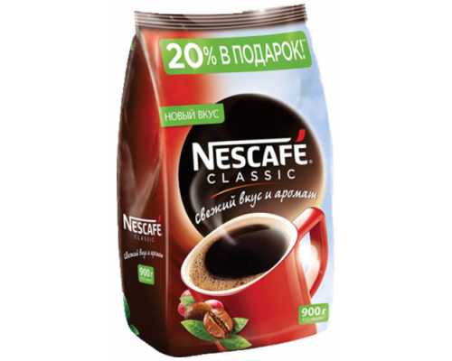 Кофе растворимый NESCAFE Classic гранулированный, 900 г, мягкая упаковка