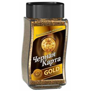 Кофе растворимый сублимированный ЧЕРНАЯ КАРТА Gold, 190 г, ст.банка