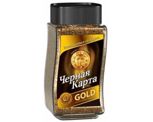 Кофе растворимый сублимированный ЧЕРНАЯ КАРТА Gold, 190 г, ст.банка