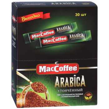Кофе растворимый сублимированный MACCOFFEE Arabica, 30 пакетиков по 2 г