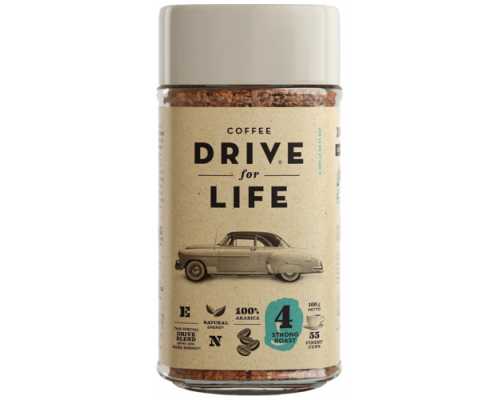 Кофе растворимый сублимированный ЖИВОЙ КОФЕ Drive for Life Strong, 100 г, ст.банка