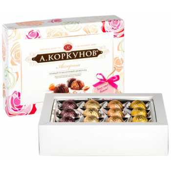 Конфеты КОРКУНОВ Подарок, ассорти из молочного и темного шоколада, 110 г