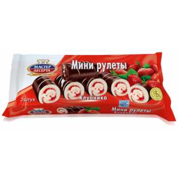 Мини-рулеты глазированные МАСТЕР ДЕСЕРТА клубничные, 175 г