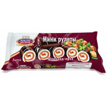 Мини-рулеты глазированные МАСТЕР ДЕСЕРТА Шоколад-орех, 175 г