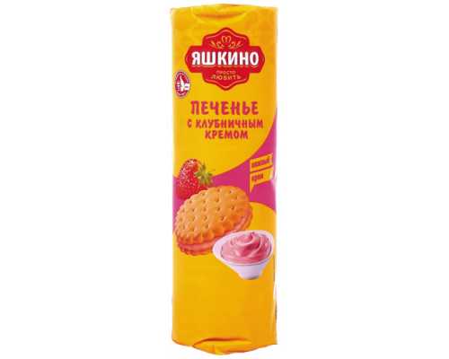 Печенье затяжное ЯШКИНО с клубничным кремом, 182 г