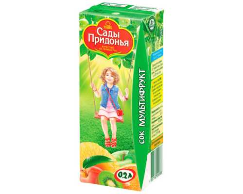 Сок САДЫ ПРИДОНЬЯ мультифрукт, 0,2 л