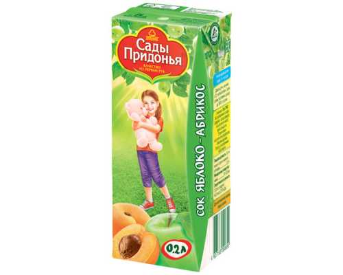 Сок САДЫ ПРИДОНЬЯ яблоко/абрикос, 0,2 л