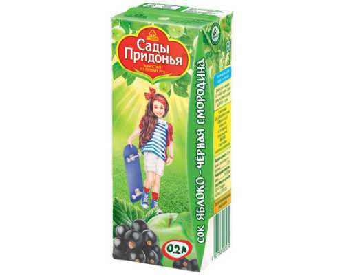 Сок САДЫ ПРИДОНЬЯ яблоко/чер.смородина, 0,2 л