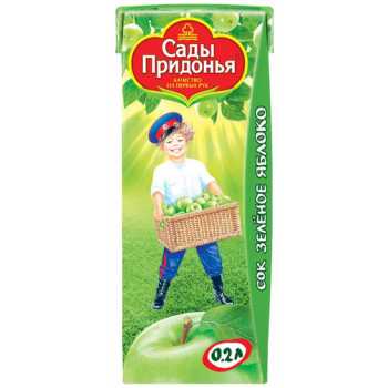 Сок САДЫ ПРИДОНЬЯ зеленое яблоко, 0,2 л