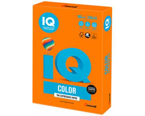 Цветная бумага IQ Color "Intensive" оранжевый OR43, А4, 160г/м², 250 листов