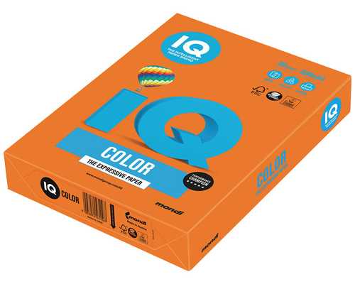 Цветная бумага IQ Color "Intensive" оранжевый OR43, А4, 80г/м², 500 листов
