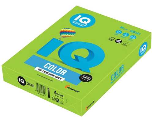 Цветная бумага IQ Color "Intensive" зеленой липы LG46, А4, 80г/м², 500 листов