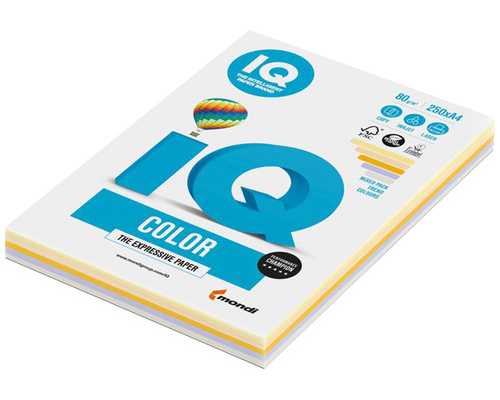 Цветная бумага IQ Color "Mixed" trend, А4, 80г/м², 250 листов