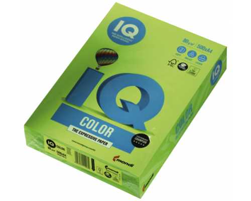 Цветная бумага IQ Color "Neon" зеленый неон NEOGN, А4, 80г/м², 500 листов