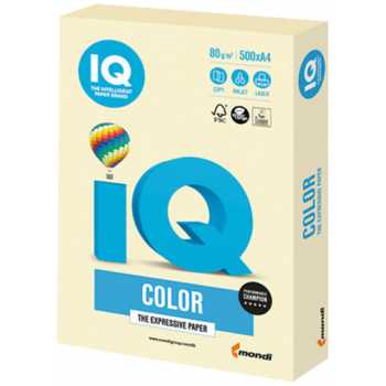 Цветная бумага IQ Color "Pale" желтый YE23, А4, 80г/м², 500 листов