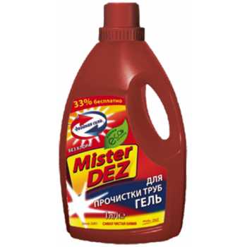 Средство для прочистки труб MISTER DEZ Eco-Cleaning, Двойная сила, гель для прочистки труб, 1 л