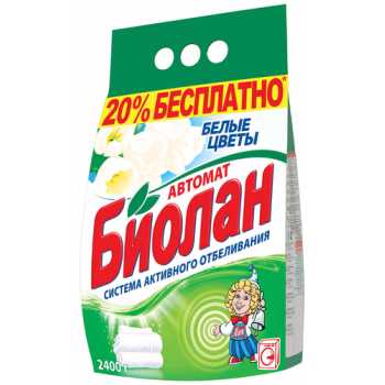Стиральный порошок БИОЛАН автомат, для белого белья, 2,4 кг