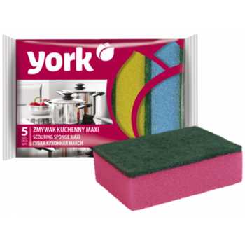 Губки для посуды YORK Макси, игольчатый абразив, 5 шт/уп