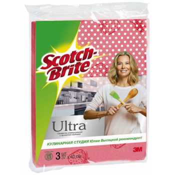 Салфетки хозяйственные SCOTCH-BRITE , 37 х 40 см, 3 шт/уп, с ароматом клубники