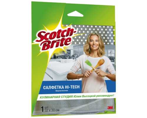 Салфетки микроволоконная SCOTCH-BRITE HI-TECH 30 х 32 см, 1 шт/уп,