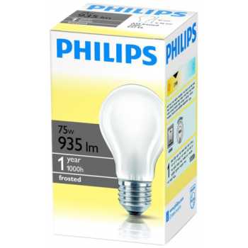 Лампа накаливания стандартная PHILIPS цоколь E27, 75 Вт, матовая