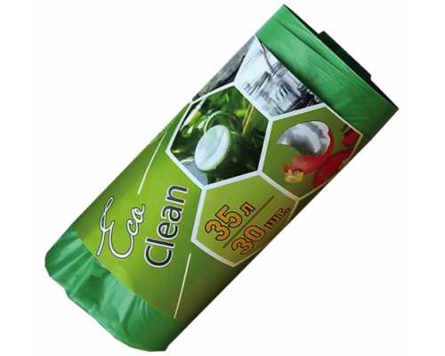 Пакеты для мусора ПНД КОНЦЕПЦИЯ БЫТА EcoClean РСМ 35 л, 48х58 см, 30 шт/рул, зеленые
