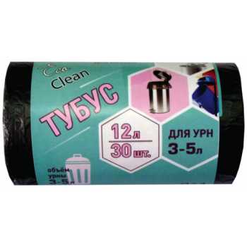 Пакеты для мусора ПВД КОНЦЕПЦИЯ БЫТА EcoClean ТУБУС 12 л, 32х50 см, 6 мкм, 30 шт/рул, черные