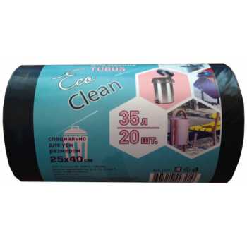 Пакеты для мусора ПВД КОНЦЕПЦИЯ БЫТА EcoClean ТУБУС 35 л, 40х70 см, 25 мкм, 20 шт/рул, черные