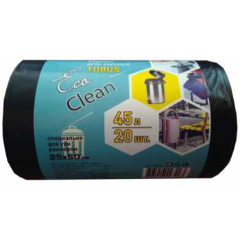 Пакеты для мусора ПВД КОНЦЕПЦИЯ БЫТА EcoClean ТУБУС 45 л, 40х90 см, 25 мкм, 20 шт/рул, черные