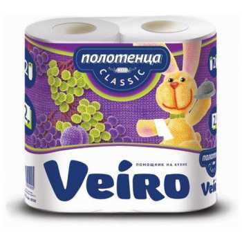 Рулонные бумажные полотенца LINIA VEIRO Classic Рулонные бумажные полотенца LINIA VEIRO Classic, 2 слоя, белые с тиснением, 2 рулона