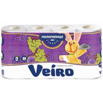 Рулонные бумажные полотенца LINIA VEIRO Classic Рулонные бумажные полотенца LINIA VEIRO Classic, 2 слоя, белые с тиснением, 4 рулона