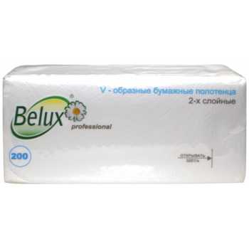Бумажные полотенца BELUX Professional белые с тиснением, двухслойные, 22 х 24 см, складка ZZ(V), 200 листов, ( для держат.арт.80584, 80583, 80851,83146)