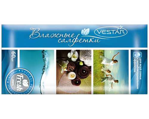 Салфетки влажные VESTAR Для всей семьи, антибактериальные, 60 шт/ мягкая упаковка