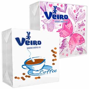 Салфетки LINIA VEIRO c рисунком 24х24 см, однослойные, 50 шт/уп