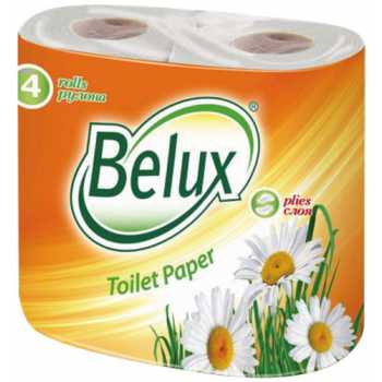 Туалетная бумага BELUX белая, двухслойная, 4 рулона/уп
