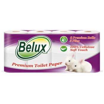 Туалетная бумага BELUX ПРЕМИУМ Туалетная бумага BELUX, ПРЕМИУМ, белая, трехслойная, 8 рулонов/уп