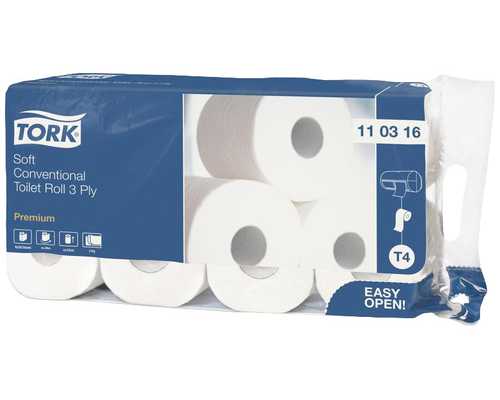 Туалетная бумага TORK Premium T4 Туалетная бумага  TORK T4 Premium, белая, двухслойная, 8 рулонов/уп