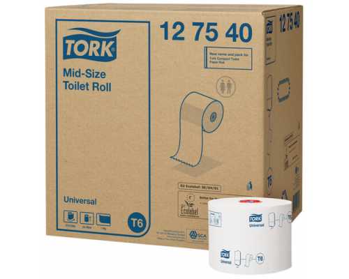 Туалетная бумага в рулонах TORK T6 Universal Туалетная бумага в рулонах TORK T6 Universal, белая, однослойная, 135 м, 27 рул/уп, для держателей арт 81400, 81402