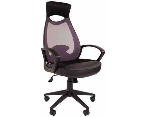 Кресло Chairman 840 black черное с серой спинкой, сетка на спинке