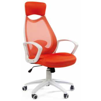 Кресло Chairman 840 white красное, сетка на спинке