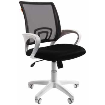 Кресло Chairman 696 White черная ткань TW-11/TW-01, белые пластиковые подлокотники и крестовина