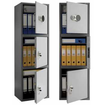 Шкафы бухгалтерские AIKO SL Шкаф бухгалтерский AIKO SL-150T-EL/3, 460х1490х340 мм, 3 отделения, электронный замок+2 ключевых, трейзер