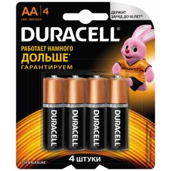 Батарейки алкалиновые DURACELL AA/316/LR6, 1,5 В, 4 шт/уп