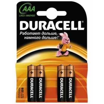 Батарейки алкалиновые DURACELL AAA/286/LR03, 1,5 В, 4 шт/уп
