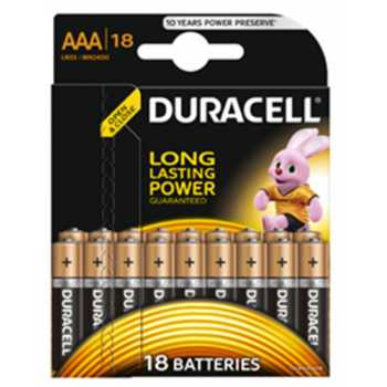 Батарейки алкалиновые DURACELL AAА/316/LR03, 1,5 В, 18 шт/уп