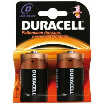 Батарейки алкалиновые DURACELL D/373/LR20, 1,5 В, 2 шт/уп