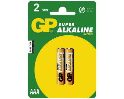 Батарейки алкалиновые GP Super Alkaline AAA/286/LR03, 1,5 В, 2 шт/уп